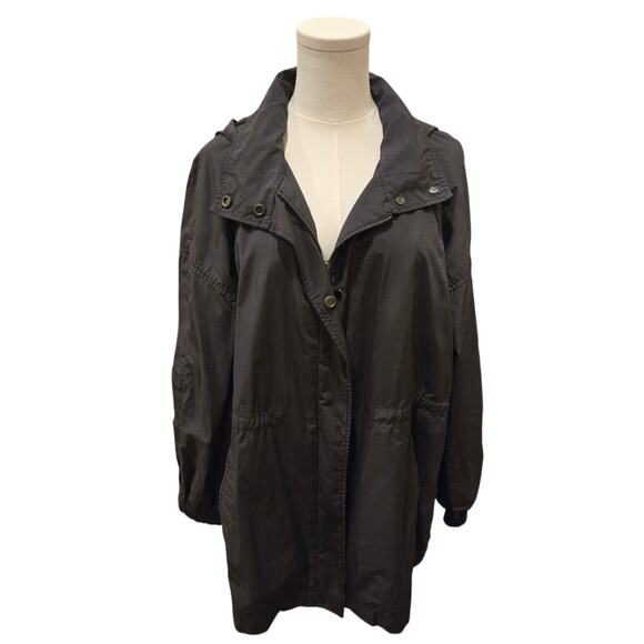 Eileen Fisher Hooded Lightweight Organic Cotton Nylon Jacket Gray  Medium - Picture 1 of 11